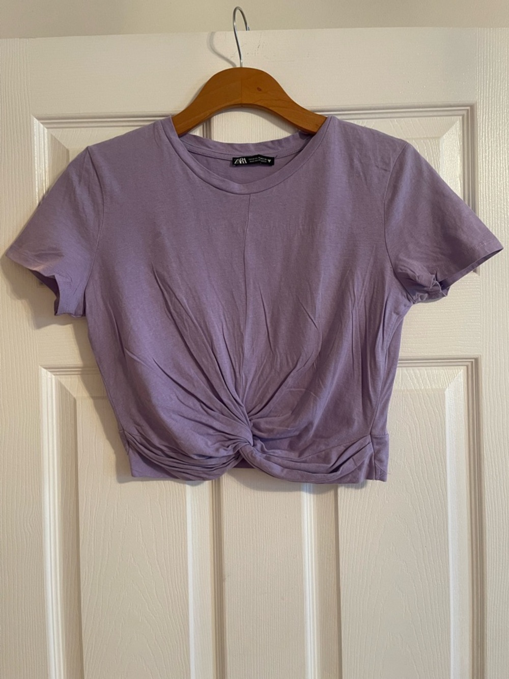 Zara Lavender Twist-Knot Crop Top